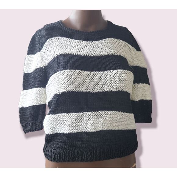 Vintage Givenchy Signature Collection Sport Cotton Women Top Sz M - Black White - Picture 1 of 5
